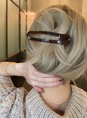 好用的一字盘发 百搭慵懒风大号鸭嘴夹后脑勺发夹半扎发抓夹新款