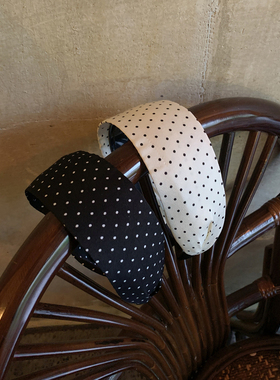 韩系黑白波点 2025新款加宽真丝发箍女款夏日常外戴布艺头箍发饰