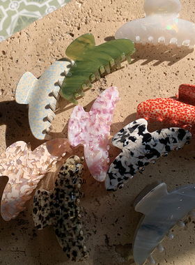 欧美emijay抓夹 奶牛纹理高级感抓夹大号早春新款头饰鲨鱼夹