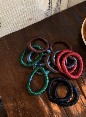 复古深彩色 光泽感缎面褶皱小肠圈发圈高弹力马尾皮筋发绳发饰