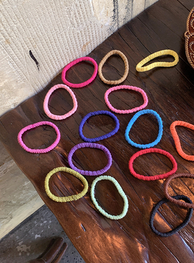 新款彩色褶皱皮筋扎头女高级感 高颜值糖果色发圈基础打底头绳