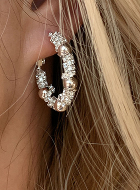 港风碎银子 925银针轻奢小众银色圆圈耳环冷淡风圈圈耳圈耳饰