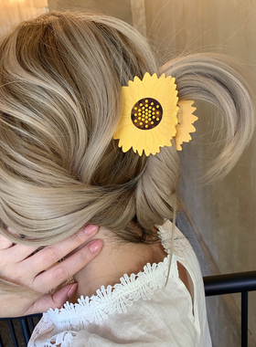 明艳黄色向日葵 少女心太阳花独特漂亮抓夹饱满后脑勺发抓鲨鱼夹