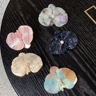 甜美小众花朵碎发立体鸭嘴夹 精致醋酸蝴蝶兰发夹边夹侧边高级感