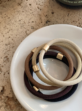 粗款螺纹基础皮筋金属扣 日常百搭扎头发马尾丸子头发绳发圈