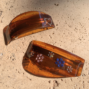 ins轻奢爱心发夹高级感醋酸弹簧夹早春新款 法式 复古琥珀