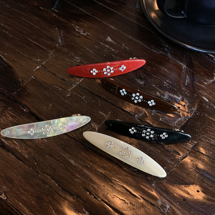 复古镶钻花朵独特漂亮侧边发夹小夹子头饰高级感弹簧夹 闪闪bling