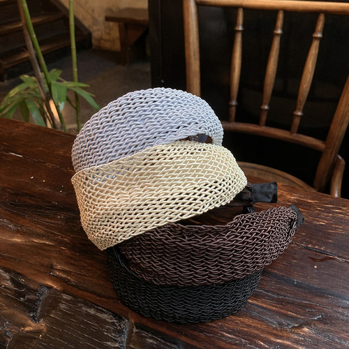 偏爱米色镂空编织宽边发箍