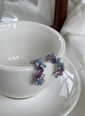 Aaim 2025新款夏季温柔甜美蝴蝶花朵耳环小众轻奢耳坠高级感耳饰