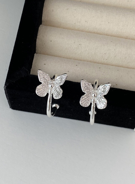 Aaim INS风蝴蝶耳圈925銀针C型创意小众设计耳环高级感耳饰