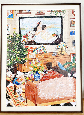 简约铝合金拼图裱框1000片木纹窄边3djp平图500片70×50一千框架