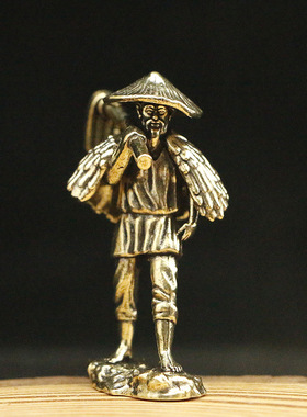 创意稻草人农夫耕耘摆件家居客厅摆件农夫锄地铜雕工艺品装饰