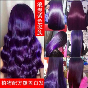 盖白头发染发膏剂紫罗兰紫红蓝紫黑紫葡萄紫绚丽紫茄子紫色打蜡膏