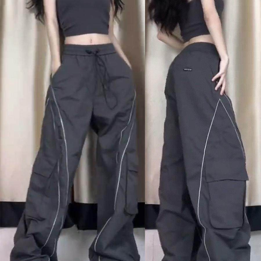速干运动裤女防晒春秋季款爵士舞美式复古宽松伞兵vibe休闲工装裤