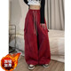 工装 裤 女秋冬加绒大码 美式 胖mm高腰宽松显瘦休闲爵士舞jazz阔腿裤