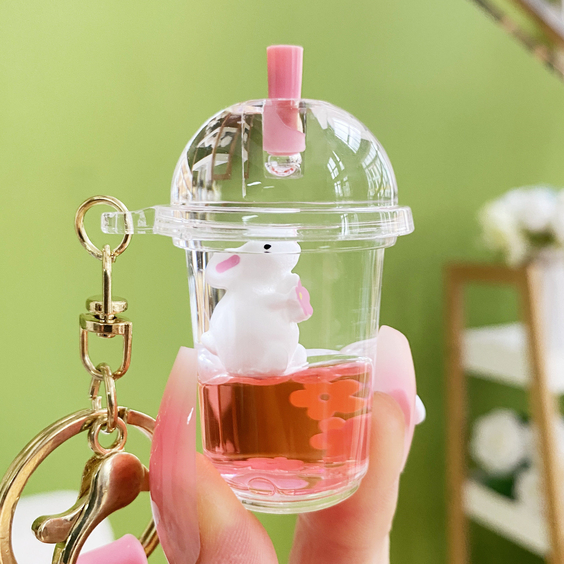 新款入油漂浮花朵兔子钥匙扣创意汽车包包挂件情侣礼品钥匙链,节庆用品/礼品,钥匙链,淘宝优惠券,粉丝福利购,淘宝优惠卷