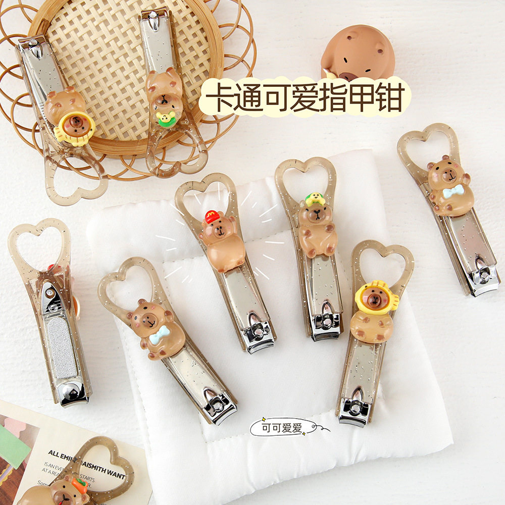 可爱卡通卡皮巴拉指甲钳闪粉透明不锈钢指甲刀学生爱心指甲剪,家庭/个人清洁工具,美甲/修甲套装,淘宝优惠券,粉丝福利购,淘宝优惠卷