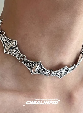 欧美重工宫廷风金属花纹choker颈链男小众复古设计感气质脖颈配饰