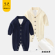 秋冬款 婴儿加绒加厚针织毛衣连体衣0 1岁男宝宝外出哈衣抱衣爬服2