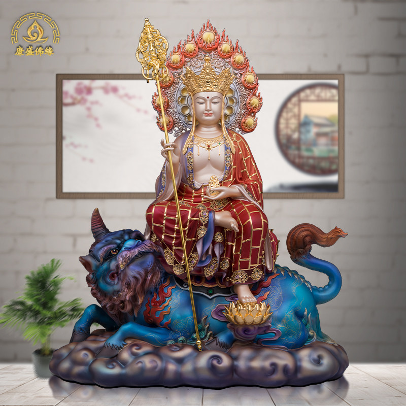 纯铜地藏王彩绘摆件家用供奉