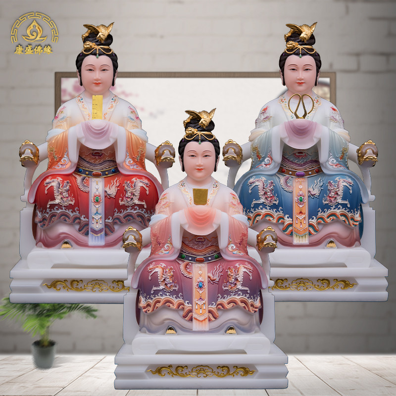 三宵娘娘神像佛堂供奉摆件汉白玉
