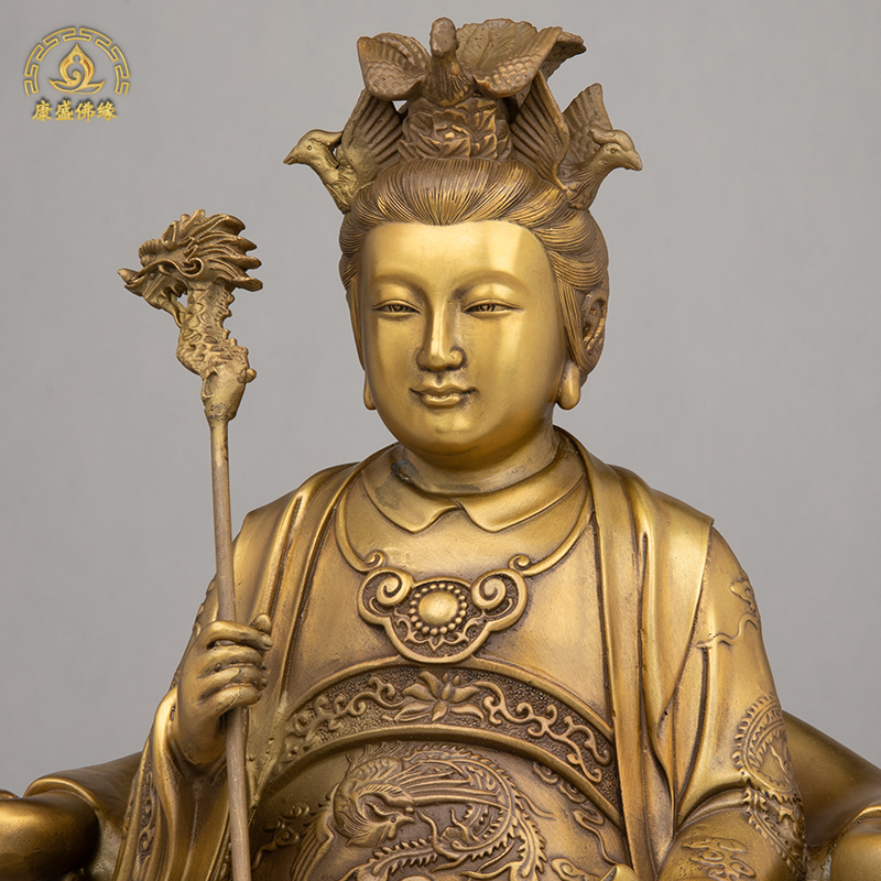 纯铜玉帝王母摆件玉皇大帝王母娘娘西王母像家用客厅供奉坐龙椅