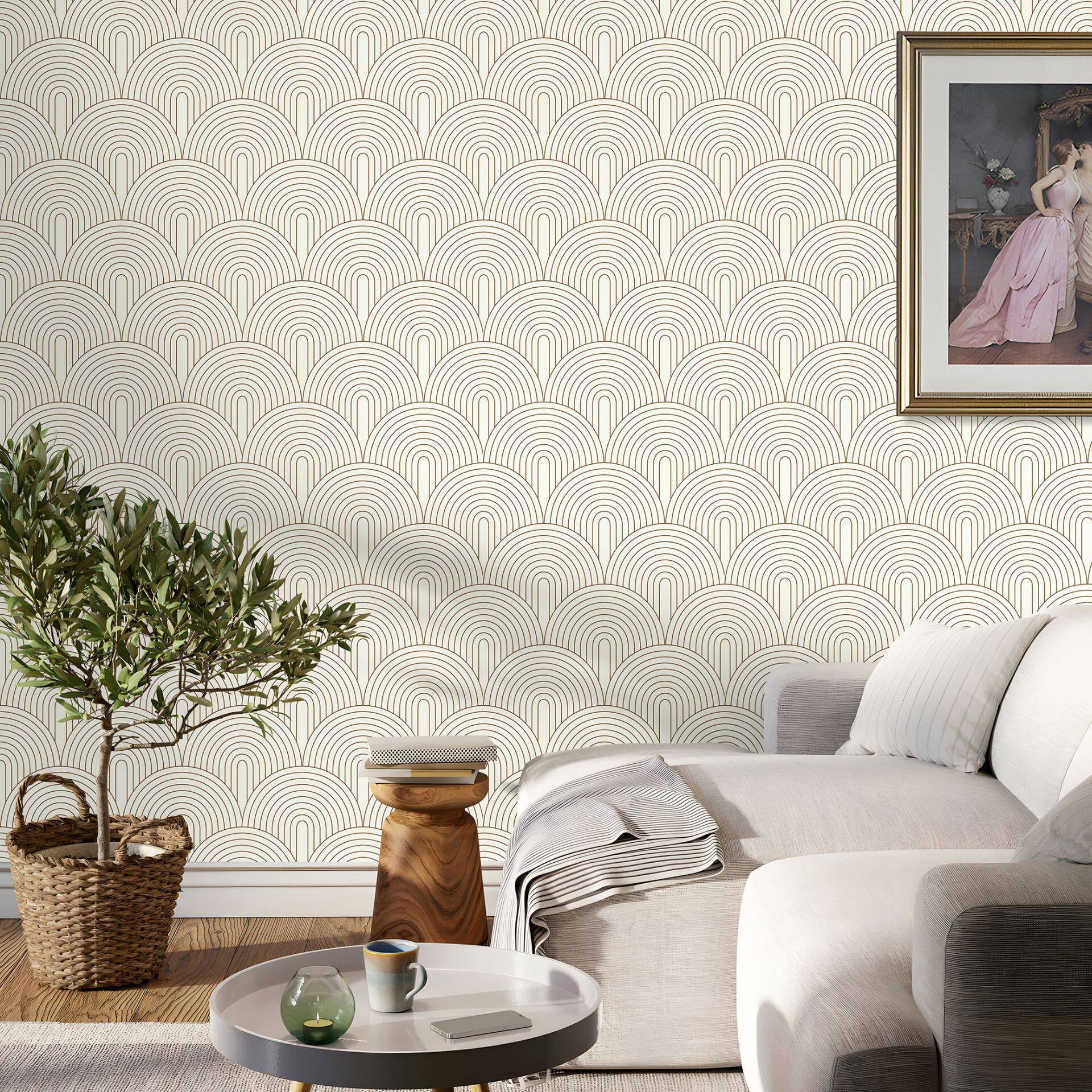 法式复古拱形电视背景墙贴几何贴画加厚自粘墙纸家具翻新PVC贴纸