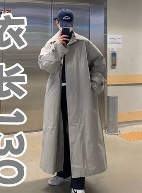 加肥大码宽松男士风衣过膝