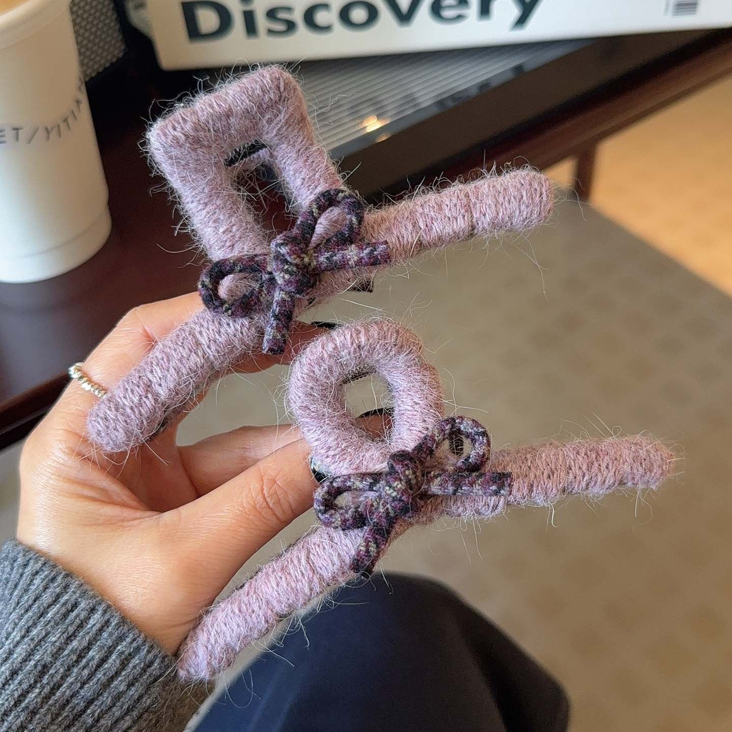 2026新款 秋冬布艺香芋紫色抓夹蝴蝶结后脑勺鲨鱼夹发抓原创发夹,饰品/流行首饰/时尚饰品新,民族风发饰,淘宝优惠券,粉丝福利购,淘宝优惠卷