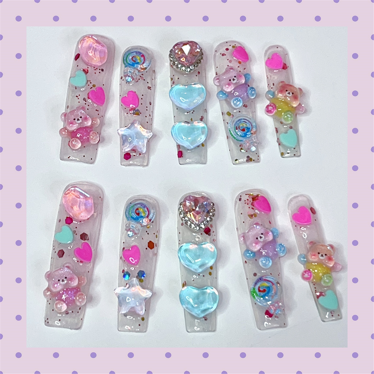 辣妹超长彩色果冻穿戴甲