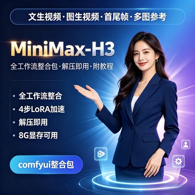MiniMax-H3 ComfyUI整合包 全工作流解压即用 文图生视频首尾帧