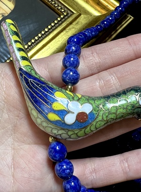 古董首饰中古饰品毛衣链珐琅项链