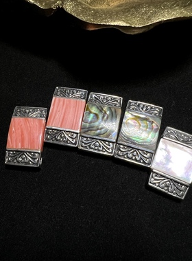 925银贝母吊坠欧美古董首饰中古