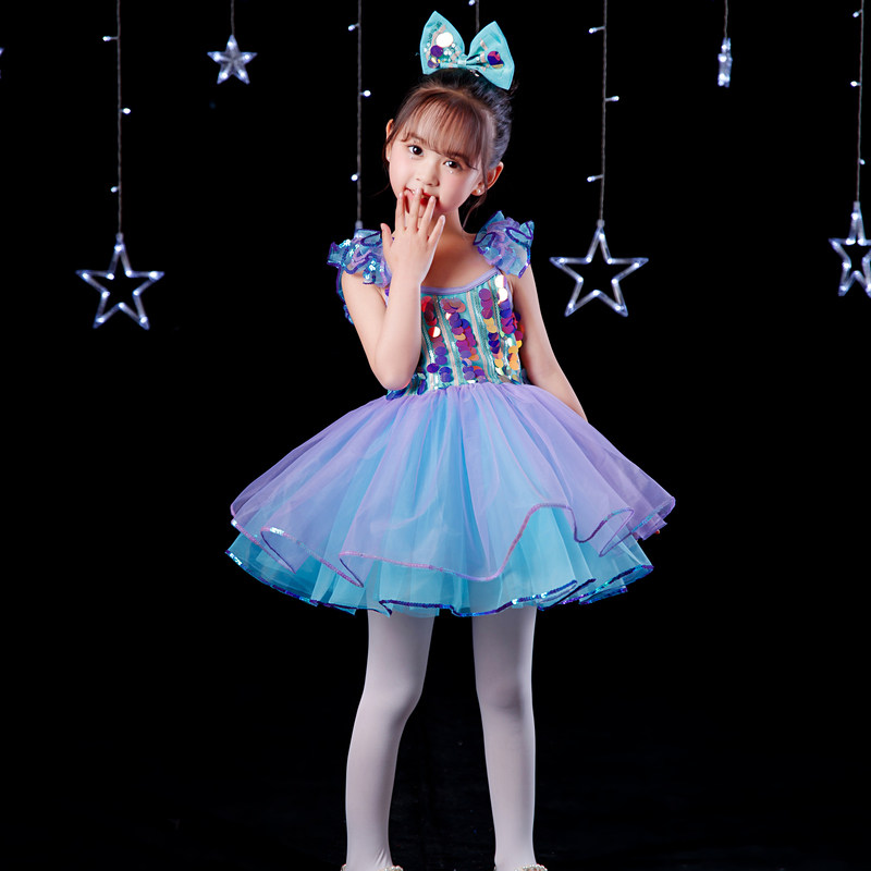 六一儿童演出服蓬蓬裙女童亮片纱裙礼服幼儿园舞蹈公主裙表演服女
