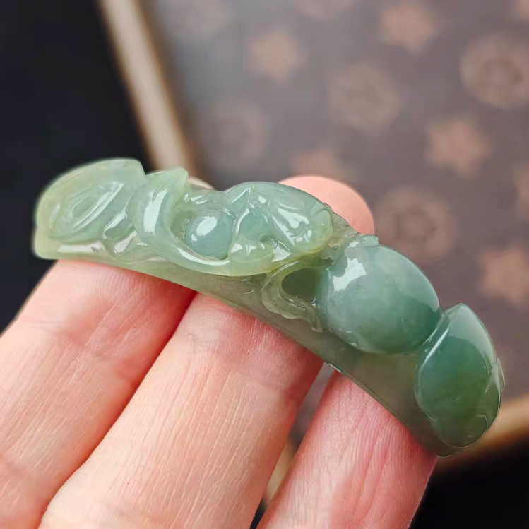 缅甸A货蓝水翡翠如意男款手链
