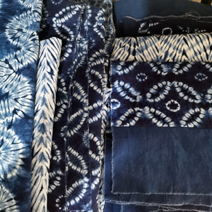 云南扎染布料碎布边角布头手工拼布材料美工民族风配布蓝染田园风