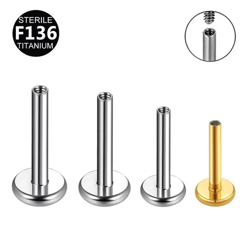F136钛合金耳钉内螺纹基础配件唇钉底座1.0-1.6mm4-18mm穿刺配件