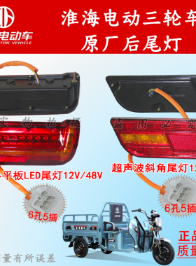 淮海原厂电动三轮车后尾灯12V48V总成后刹车灯5线插头款尾灯
