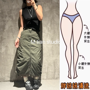 韩系开叉高级感工装裤裙2026年春夏季新款梨形高腰显瘦半身裙女裙