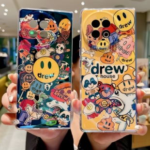 潮牌蓝光适用vivo X Fold2折叠屏手机壳个性卡通笑脸欧美英文男女款vivoxfold2全包硅胶软防摔保护套