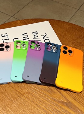 简约渐变色适用oppoReno14无边框手机壳a58磨砂硬壳reno13pro超薄reno12纯色男女a93/a72/a11x防摔a8保护套5g