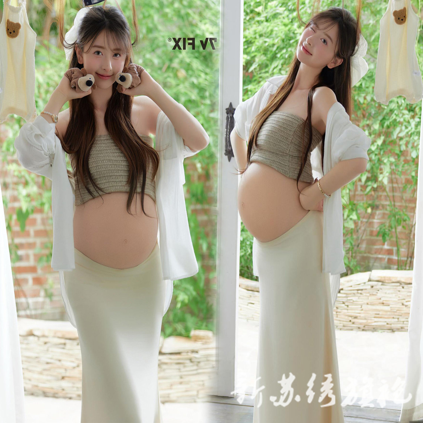依媚坊孕妇法式小清新修身写真服