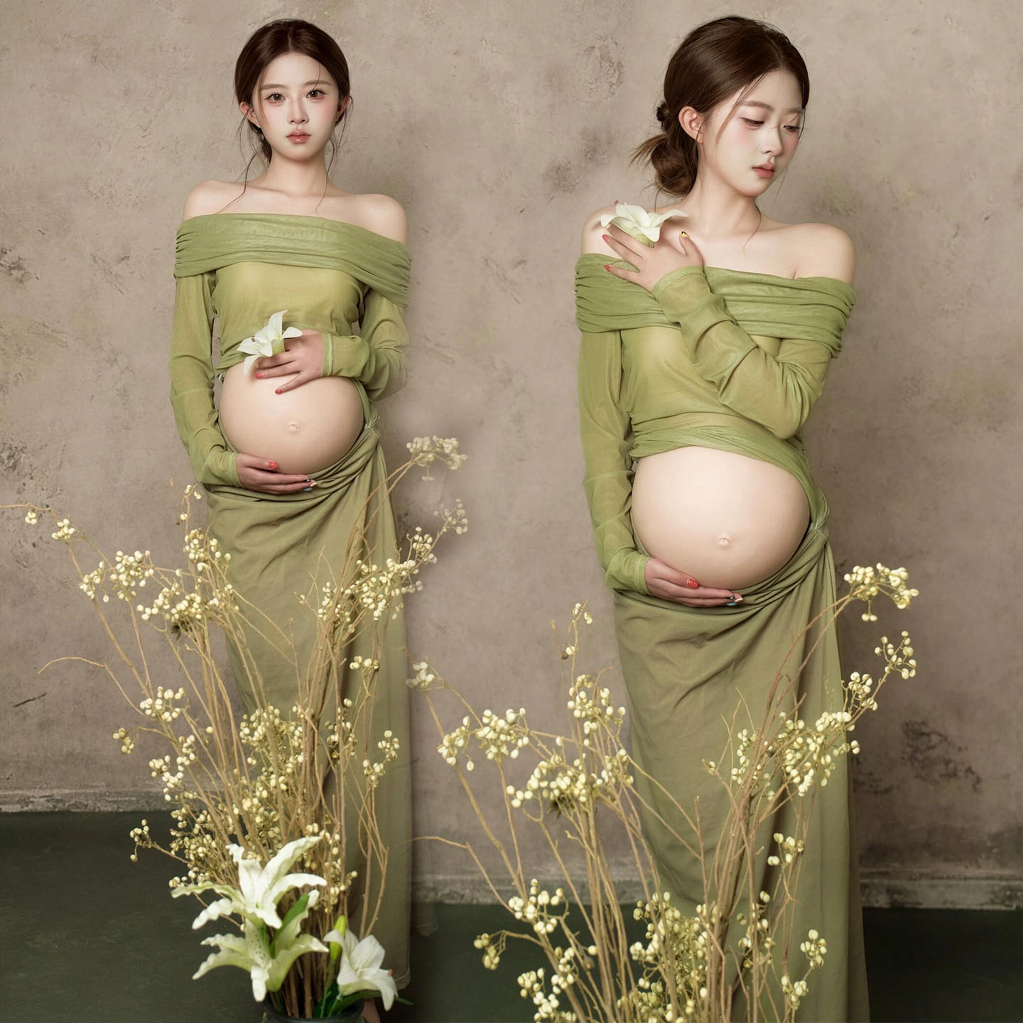 新中式清冷风孕妇照服装