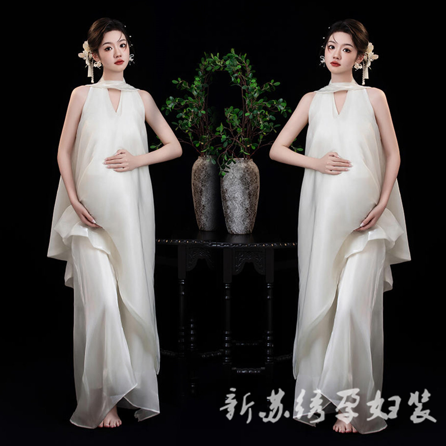法式中式高级感白色礼服情侣艺术