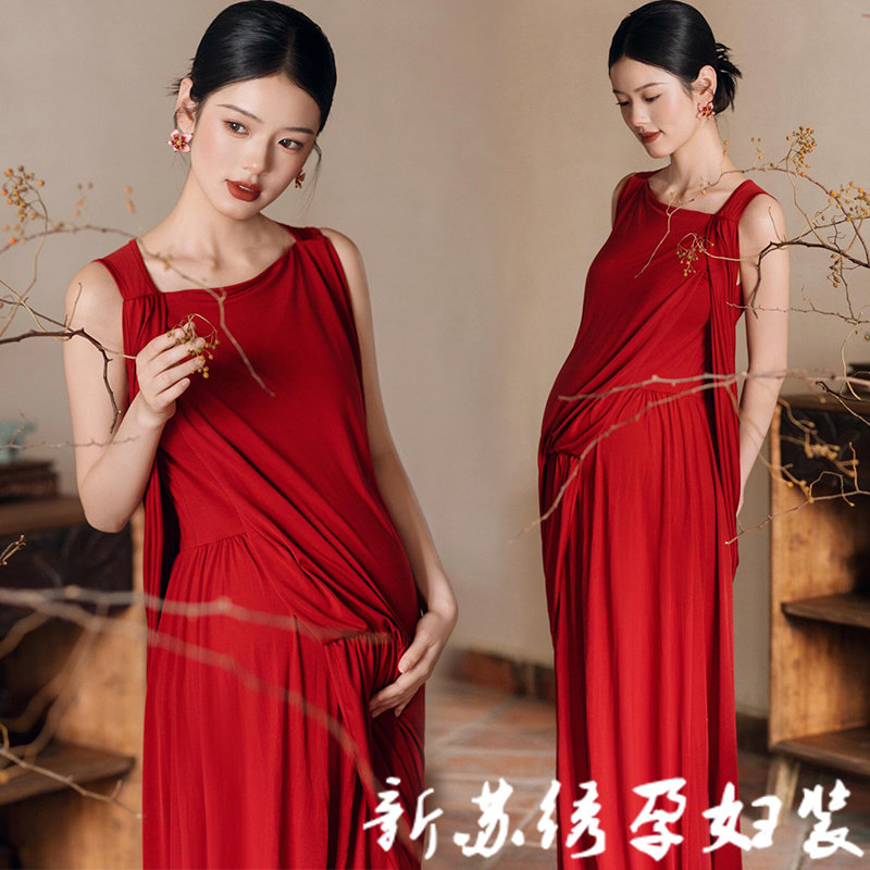 影楼新款孕妇拍照服装复古时尚红色礼服裙孕妈咪大肚拍照写真服装,孕妇装/孕产妇用品/营养,影楼服装,淘宝优惠券,粉丝福利购,淘宝优惠卷