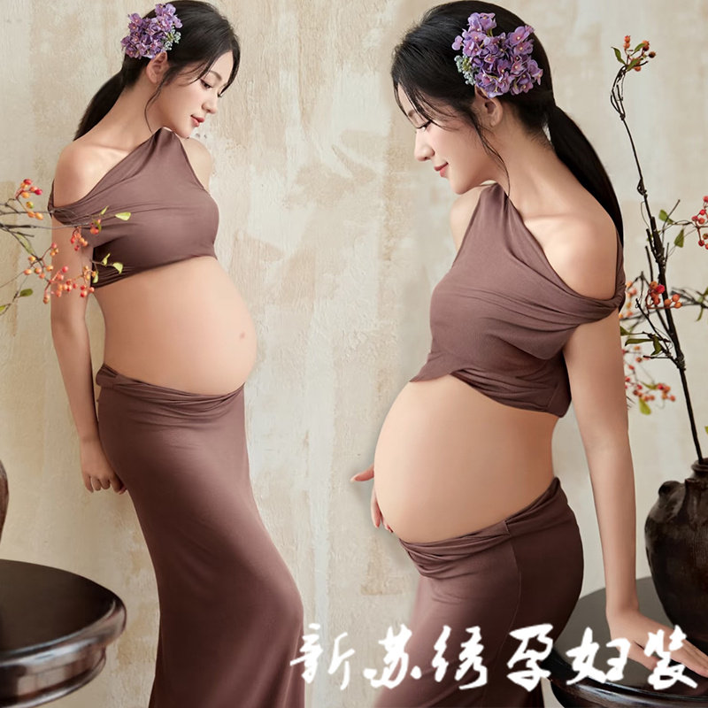 影楼新款孕妈咪大肚照复古油画风简约氛围感居家高级写真摄影服装,孕妇装/孕产妇用品/营养,影楼服装,淘宝优惠券,粉丝福利购,淘宝优惠卷