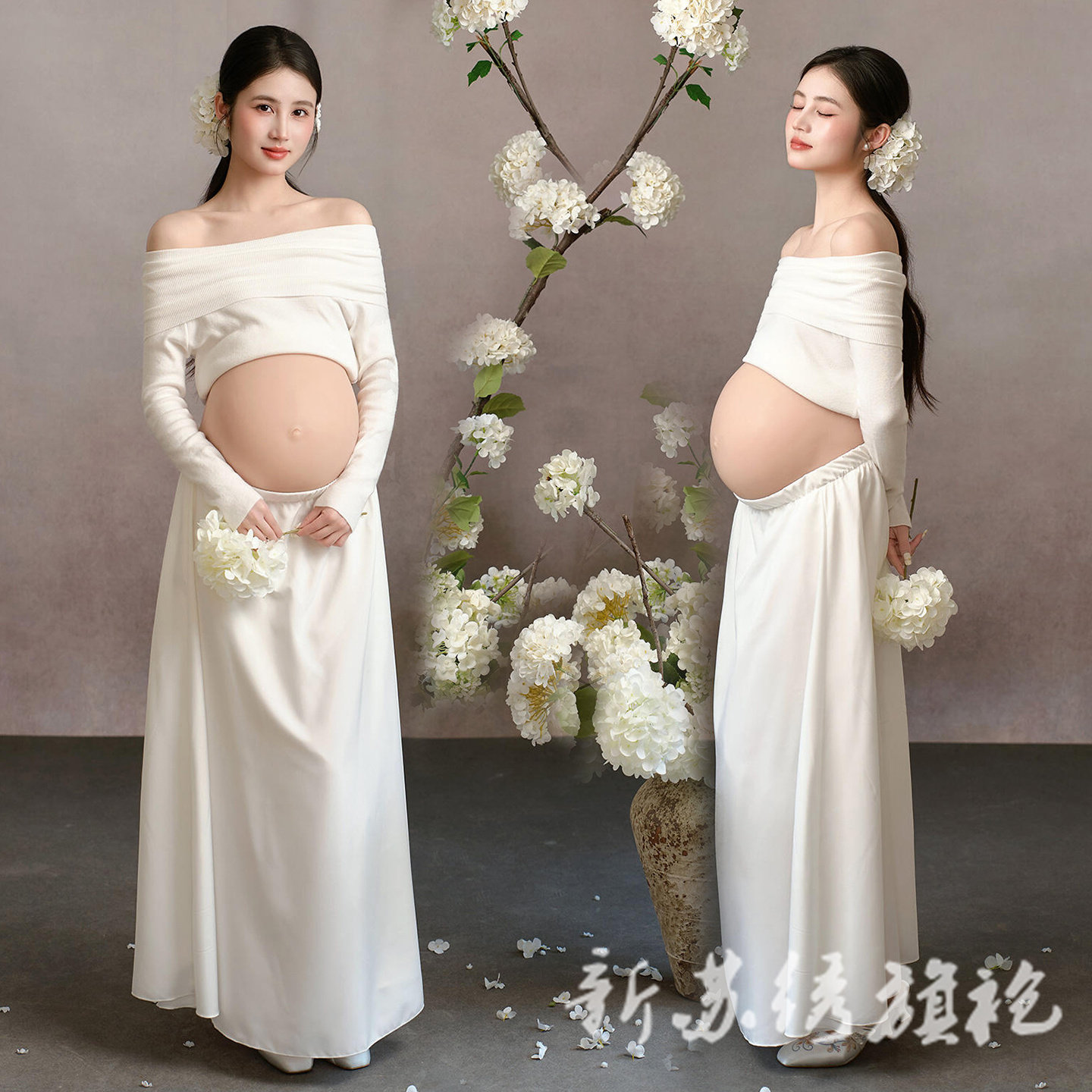 依媚坊孕妇影楼写真高级感连衣裙
