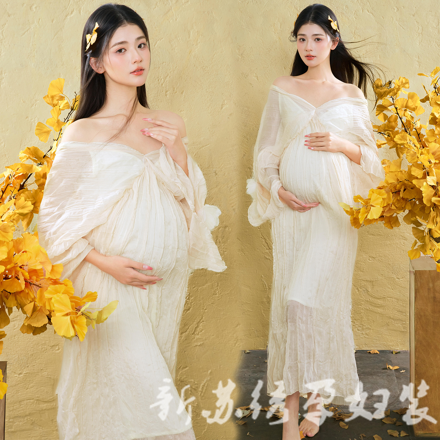 影楼孕妇写真复古中式连衣裙主题