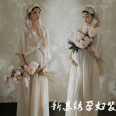 孕妇写真主题新款 复古油画风禅意唯美连衣裙肖像孕妈艺术照摄影服
