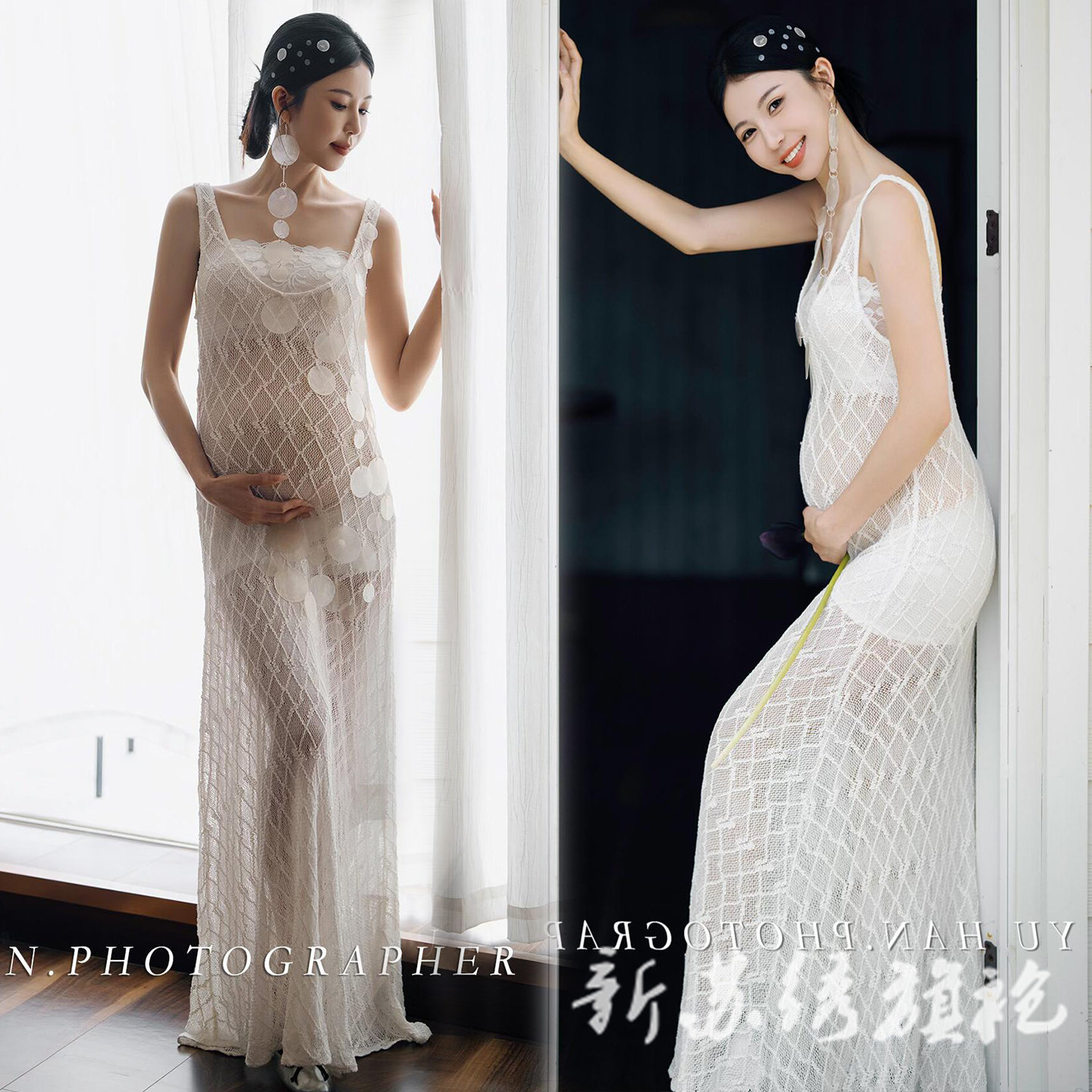 依媚坊法式纯欲亮片孕妇写真服